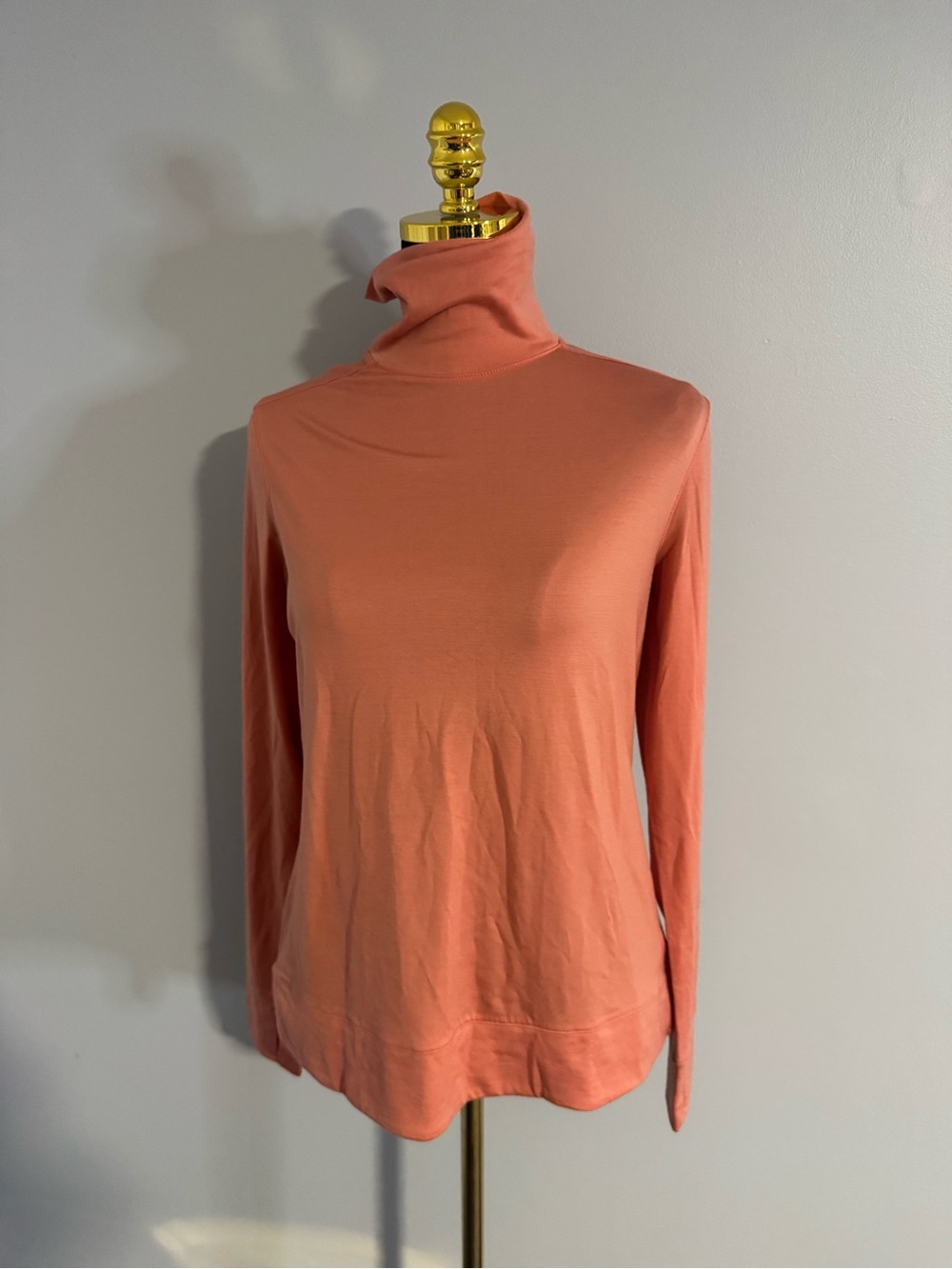 NWT LL Bean Wool Blend Turtleneck Top in Sunset Coral Size Small
